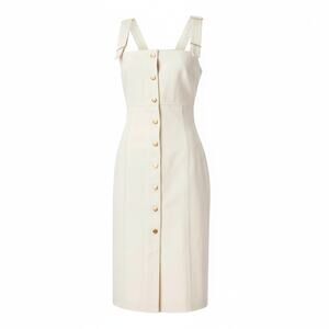 Patou Preloved Women's Dungaree Denim Dress in Off White Size US 4